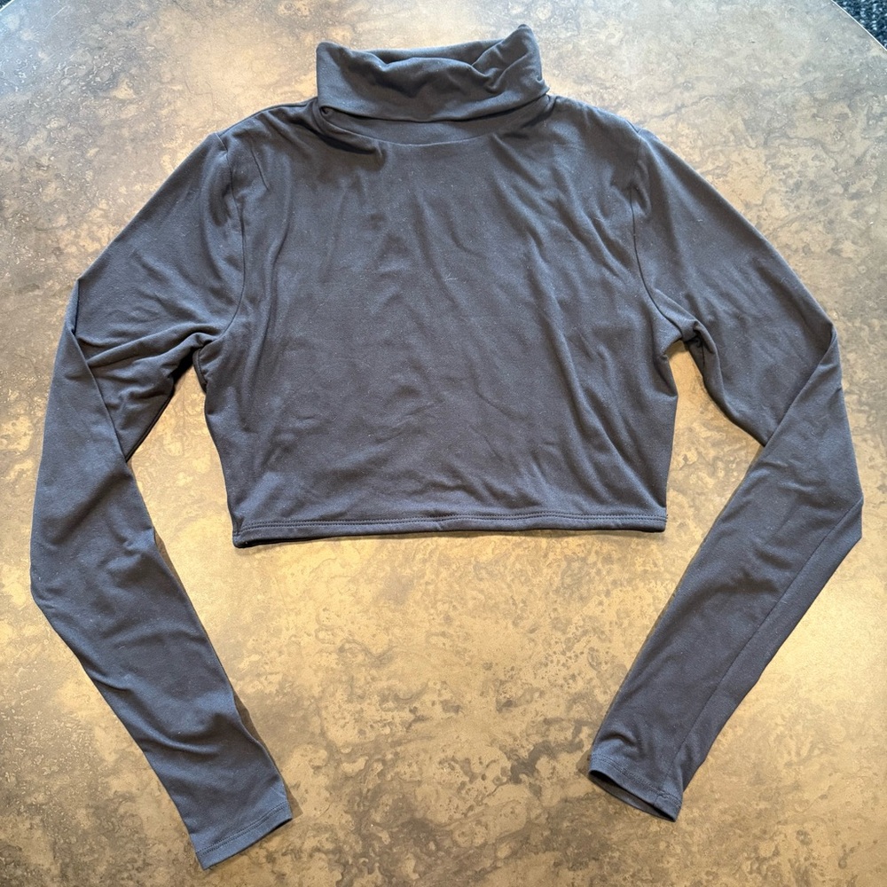 Naked Wardrobe Black Turtleneck Crop Top size Medium
